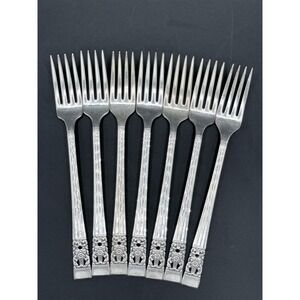 Set of 7 Oneida Community Silverplate Dinner Forks 7.5" Coronation Pattern  VTG